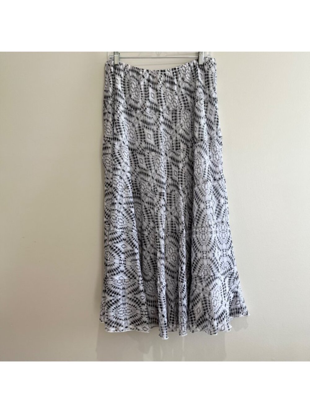 Ruby Rd. Tie Dye A-Line Midi Skirt Womens 16W Black/White Flowy Lined - Picture 2 of 7